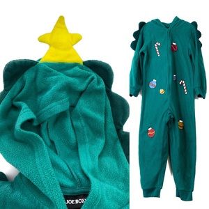 Joe Boxer Green Christmas Tree Onesie Child XS 4/5
